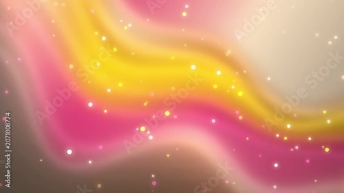 Vibrant pink and yellow swirls create a mesmerizing abstract background with sparkling lights.