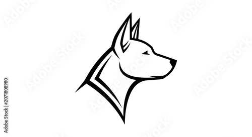 Stylized dog head profile simple line art vector graphic