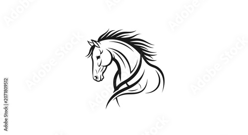 Stylized horse head silhouette emblem animal power symbol vector graphic