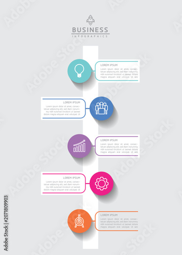 Vector infographic template showing steps or processes for business presentations and design creation.