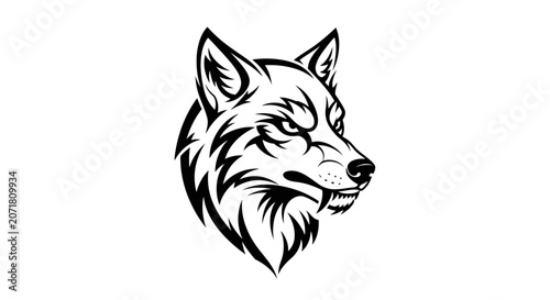 Stylized wolf head profile graphic illustration vector