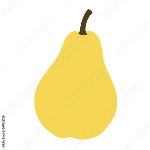 Single ripe pear isolated on white background, fresh healthy and juicy fruit