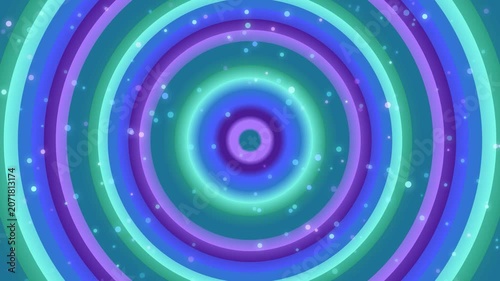 Vibrant concentric circles shine brightly in blue and purple hues with sparkling lights.