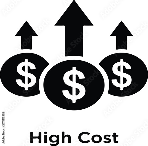 High Cost vector Solid Icon Design illustration. Business And Management Symbol on White background EPS 10 File.eps