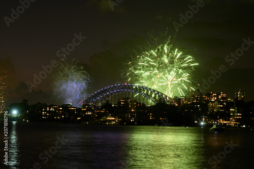 Canvas Print Sydney New Year's Eve Fireworks Over Harbour Bridge