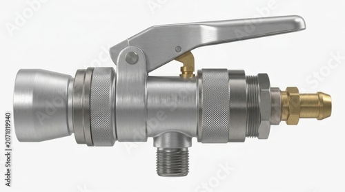Aircraft fuel nozzle, aviation technology element, isolated on white background