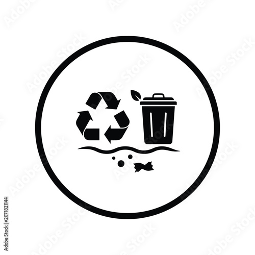 Beach Cleanup Environmental Solid Silhouette Icon Collection