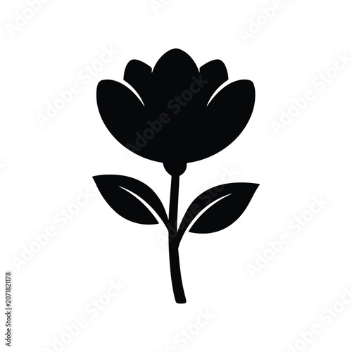 Blooming Flower Nature Solid Silhouette Icon Collection