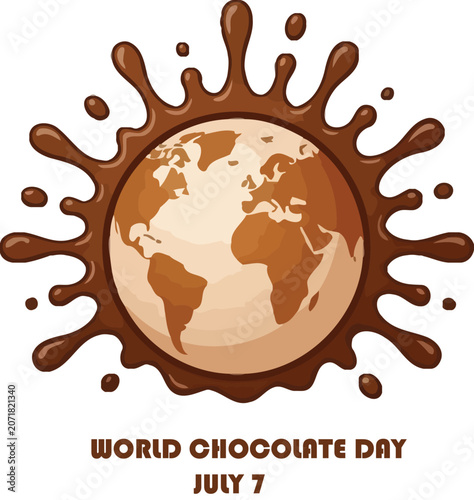 World chocolate day illustration with chocolate globe