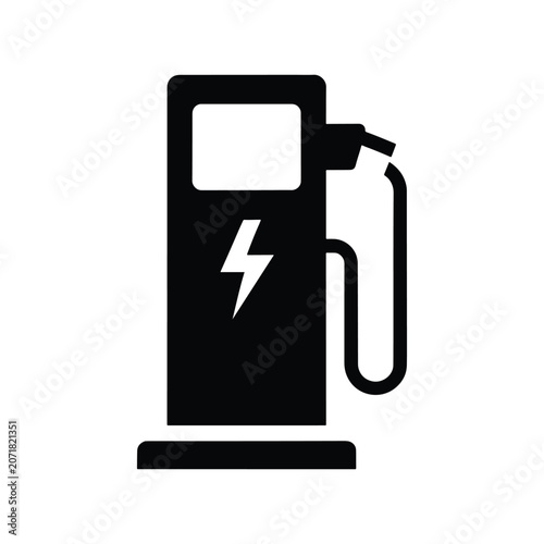 Electric Vehicle Charging Station Solid Silhouette Icon Collection