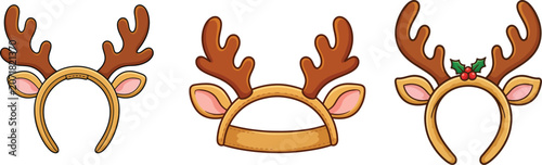 Cartoon reindeer headband with festive decorations