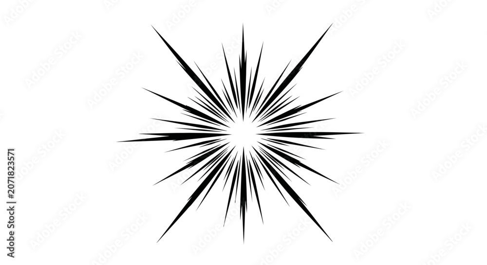 Fototapeta premium Exploding starburst graphic black white abstract effect