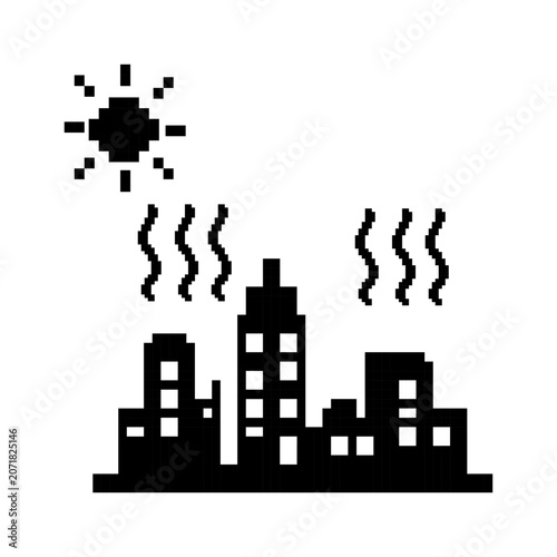 Pixel art city heat wave