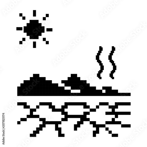 Pixel art dry landscape drought