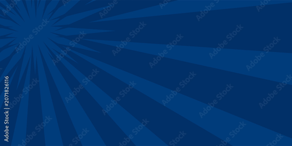Obraz premium Dark blue comic-style background with radial burst lines and halftone patterns. Bold and energetic design ideal for superhero themes, gaming visuals, and action-packed content.