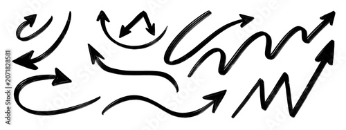 hand drawn target arrows twist and curve across the page