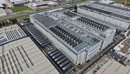Tableau sur toile Data center complex aerial view infrastructure technology facility