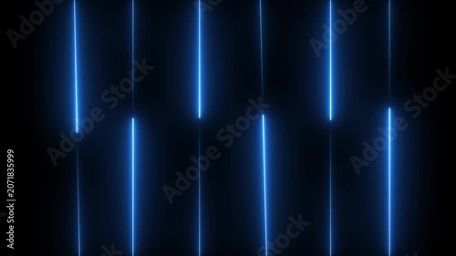 Straight neon lazer line color blue black background. Abstract glowing colour neon lines motion background. Neon lights blinking lines moving animation. colorful neon line moving on background
