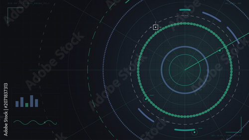 Futuristic Digital Radar HUD Interface Neon Glow Cyberpunk Aesthetic High Tech Surveillance Systems Background for Cybersecurity and Flight Navigation Display