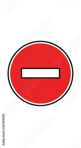 No entry traffic sign icon on white background.