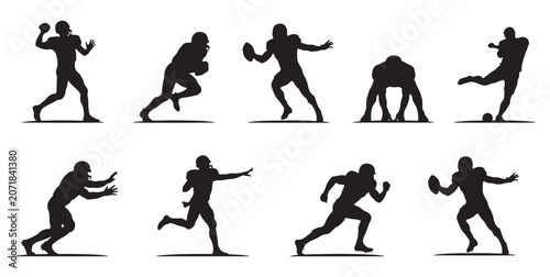 Fotografía American Football Player Silhouettes in Action