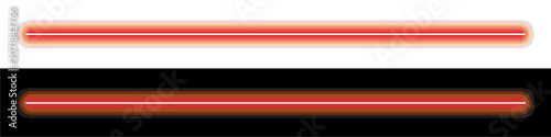 Glowing red laser beam vector, futuristic neon light line on black and white backgrounds, sci-fi energy ray element for gaming and technology