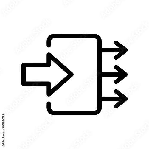 фотографія Input and output data processing icon, vector illustration of a box with one arr