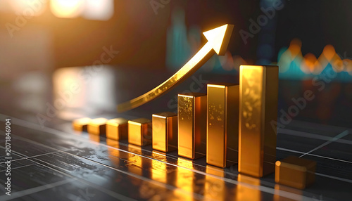 Golden bar graph growth