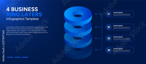 Modern 4 Layer Isometric Ring Stack Business Infographic Presentation Template