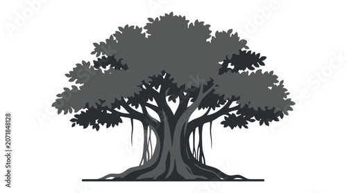Large Tree with Thick Trunk Branches.