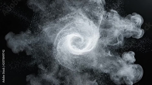 White smoke explosion burst isolated on a black background