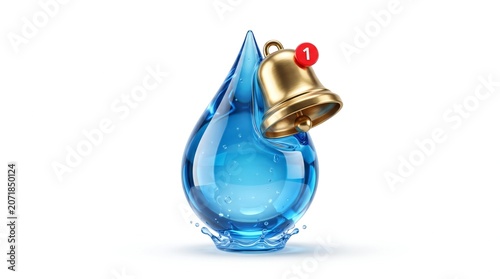 3D Water Reminder App Icon with Blue Water Droplet for Hydration Tracking and Healthy Lifestyle