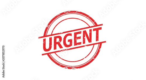 A vibrant red stamp with the word urgent highlighted in bold white letters, surrounded by a circular border, conveying a sense of immediate importance or critical need