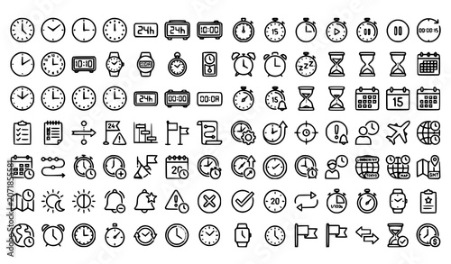 Fotografía Time related line icon set vector illustration