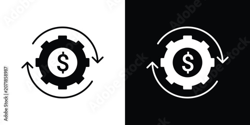 Fotografie Costs optimization icon. Flat filled symbols bundle