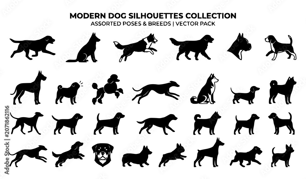 Fototapeta premium Dog silhouette collection vector illustration