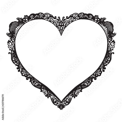 An intricate heart design with ornate floral patterns and lace details