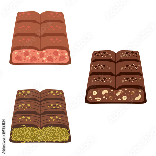 Chocolate bars set with various fillings