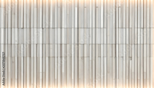 Vertical wooden slats wall with warm backlighting isolated on a transparent background