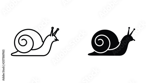 Simple black and white snail and slug vector icons