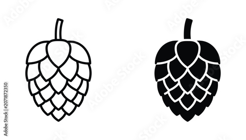 Hops cone icon in black and white