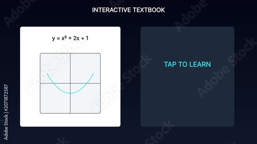 Interactive math lesson: parabola graphing and quadratic equation tutorial for digital education mathematics