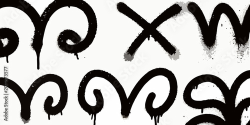 Photos Black Spray Paint Strokes And Markings On A White Background Abstract Artistic E