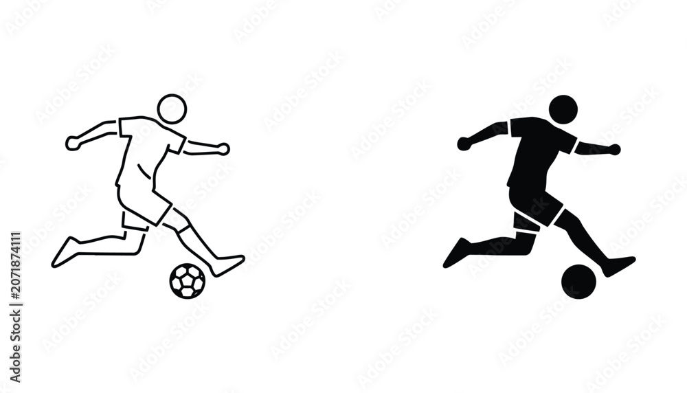 Fototapeta premium Two soccer players kicking ball icon