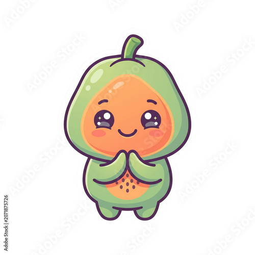 Cute happy papaya fruit character with cheerful expression and tropical food vibes Illustration