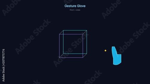 Vr gesture control interface: rotating 3 d wireframe cube with virtual glove interaction virtual reality
