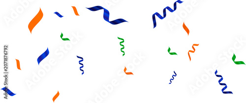 Bild auf Leinwand tri color Falling Confetti and Streamers Overlay on Isolated png, Indian flag themed confetti concept