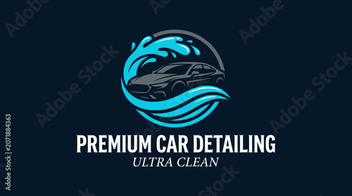 Premium car detailing service logo design.