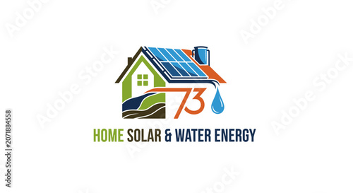 Home solar and water energy logo.