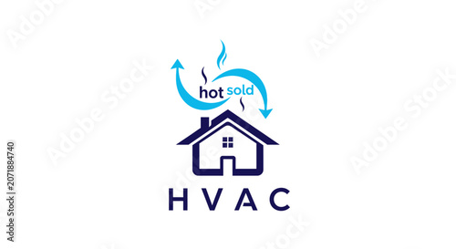 HVAC system logo with house and solar heating.